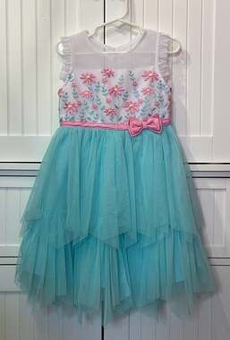 Jona Michelle Girls Sleeveless Floral Embroidered Tulle Tiered Dress Size 4T